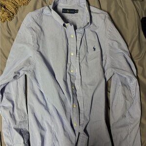 Ralph Lauren Light Blue and White Striped Dress Shirt